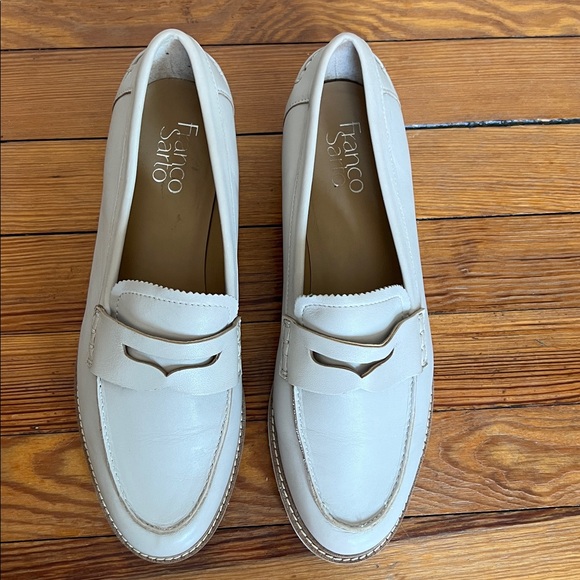Franco Sarto Preppy Cedra Leather Lug Sole Loafers - Beige/Off-White 8.5 - Picture 3 of 8
